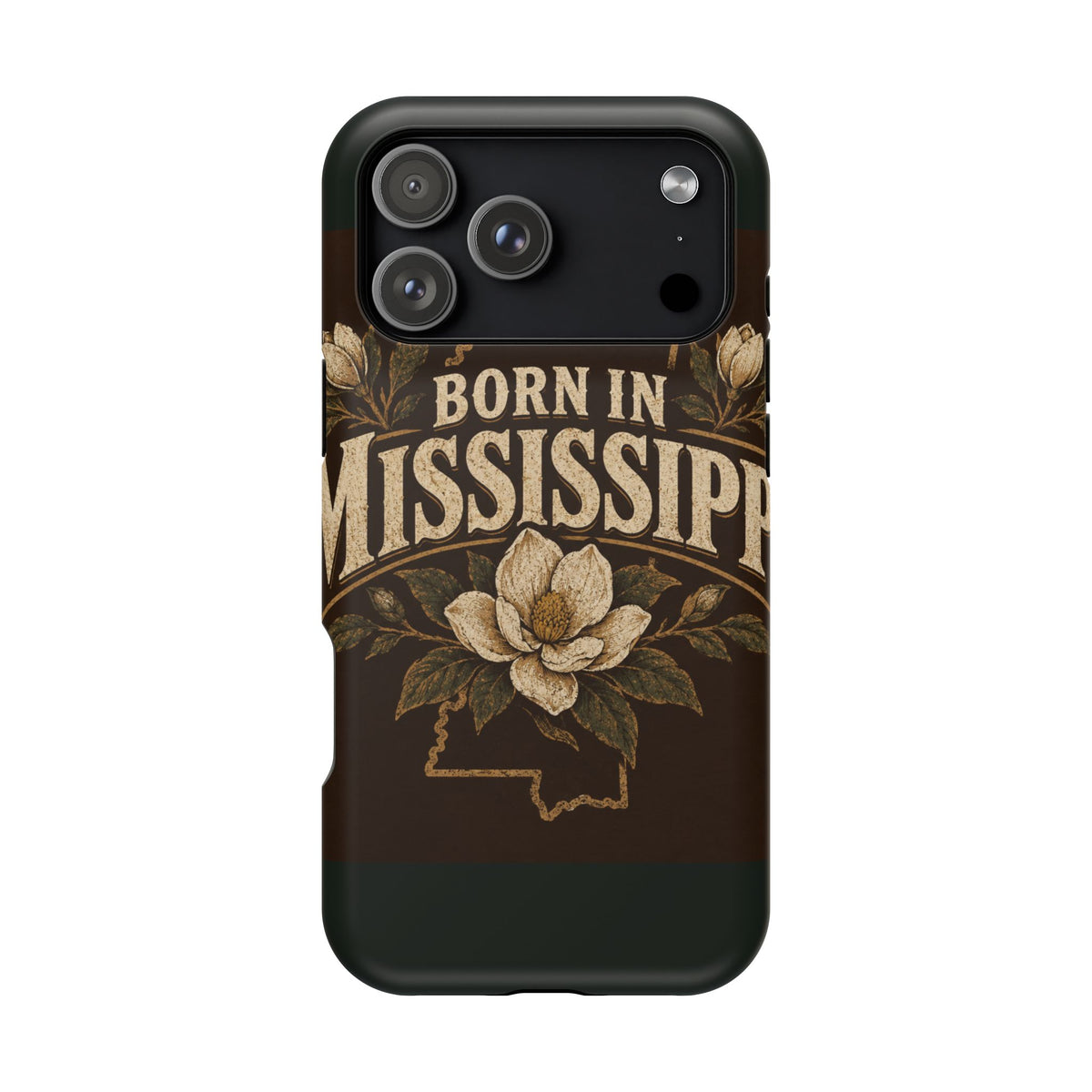 Born in Mississippi Magnetic Impact Phone Case — State Pride Phone Cover with Magnolia Design