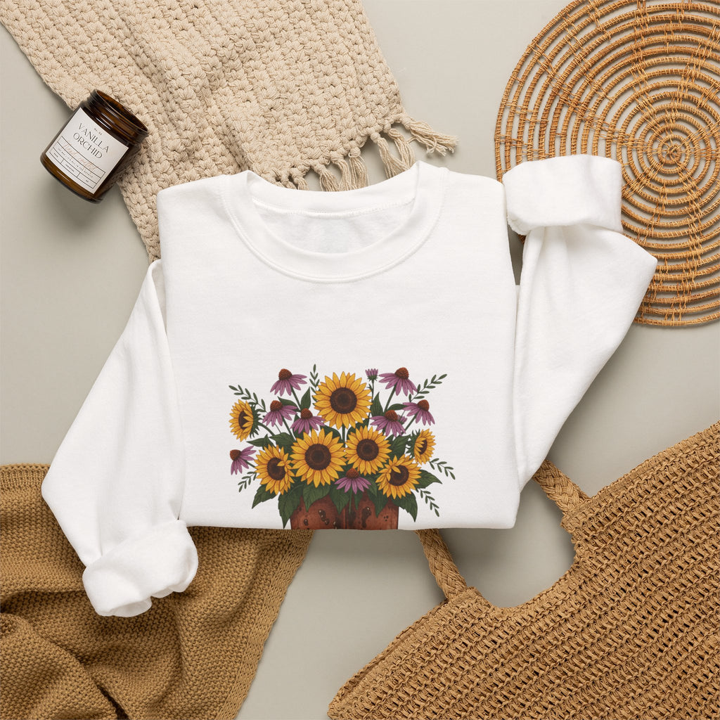 Sunflower Cowboy Boots Crewneck Sweatshirt — Floral Western Graphic