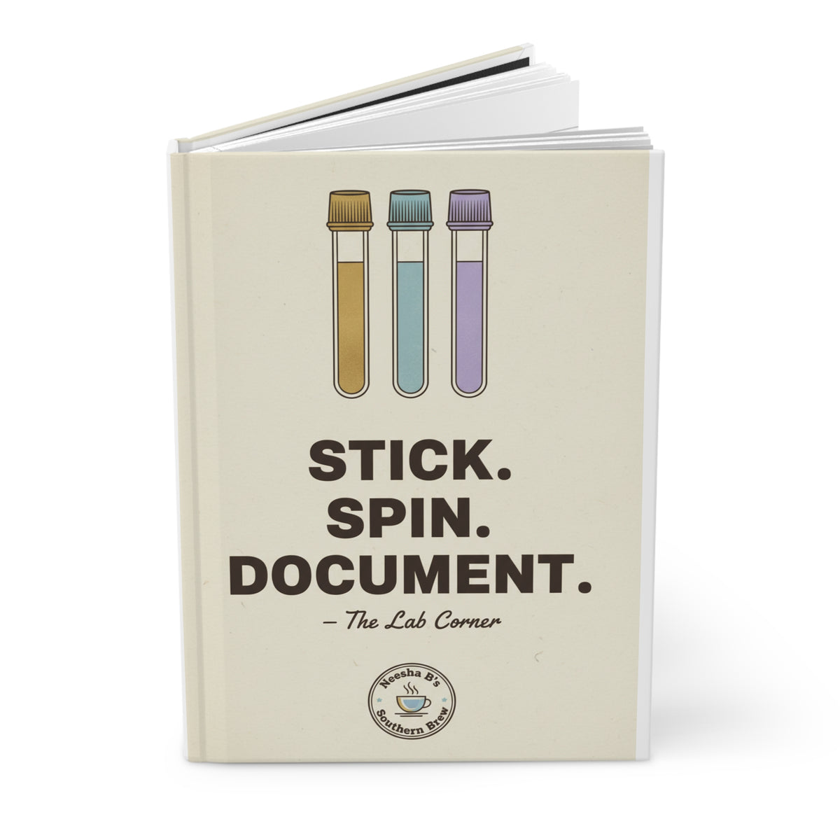 Phlebotomist Journal — "Stick. Spin. Document." Hardcover Lined Notebook for Lab Technicians