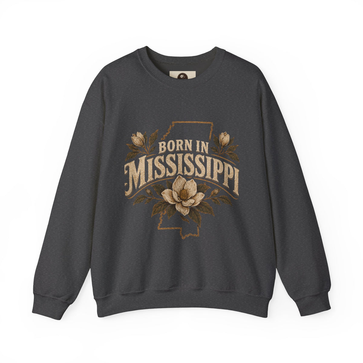 Born in Mississippi Crewneck Sweatshirt — Magnolia State Pride Pullover