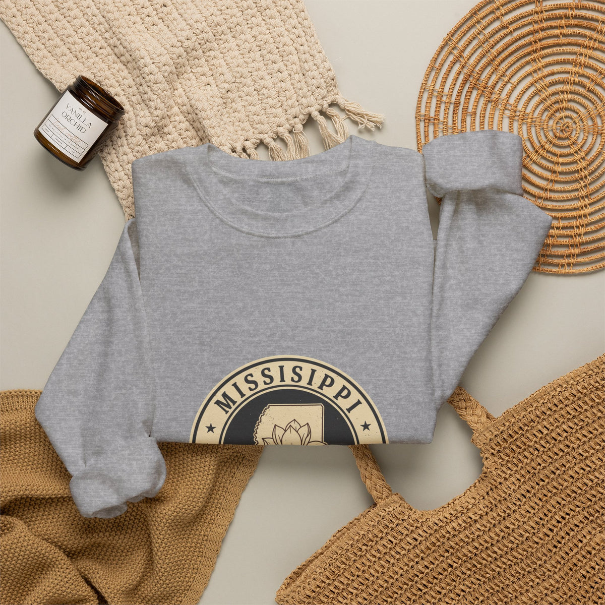 Mississippi Magnolia Seal Sweatshirt | State Floral Emblem Crewneck