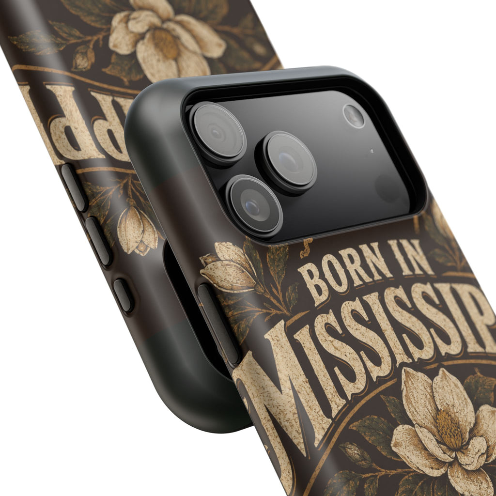 Born in Mississippi Magnetic Impact Phone Case — State Pride Phone Cover with Magnolia Design
