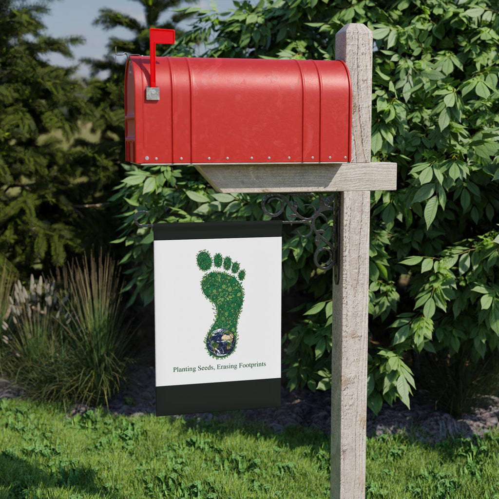 Eco Footprint Garden Banner — "Planting Seeds, Erasing Footprints" Decorative Flag