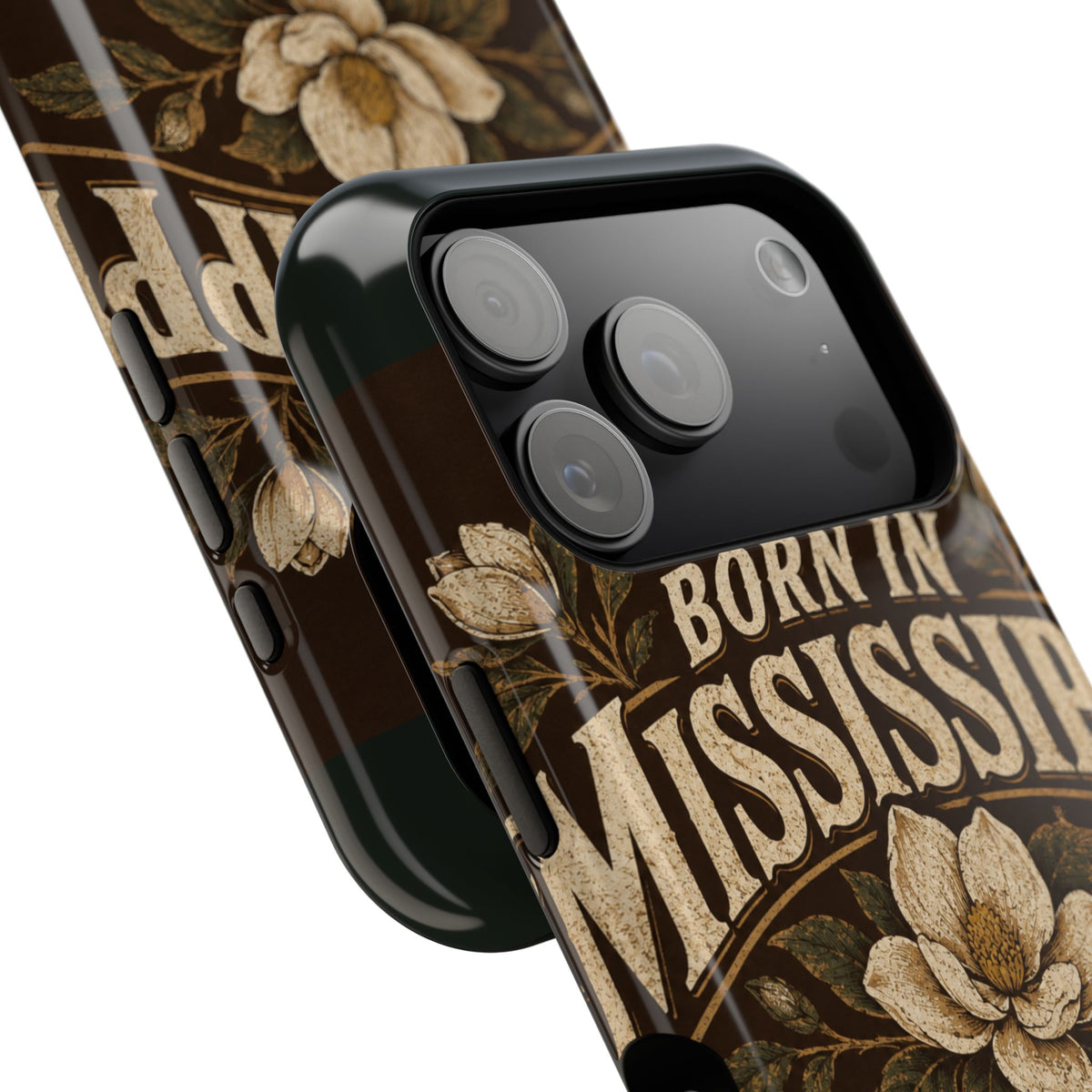 Born in Mississippi Magnetic Impact Phone Case — State Pride Phone Cover with Magnolia Design