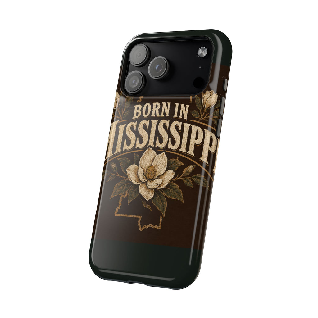 Born in Mississippi Magnetic Impact Phone Case — State Pride Phone Cover with Magnolia Design