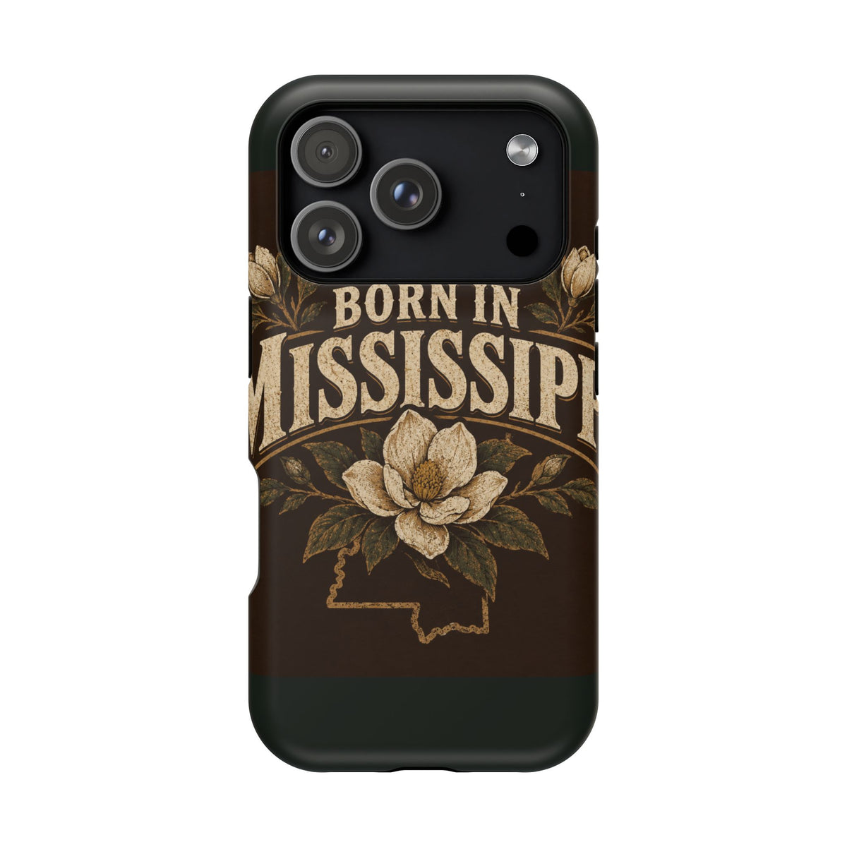 Born in Mississippi Magnetic Impact Phone Case — State Pride Phone Cover with Magnolia Design