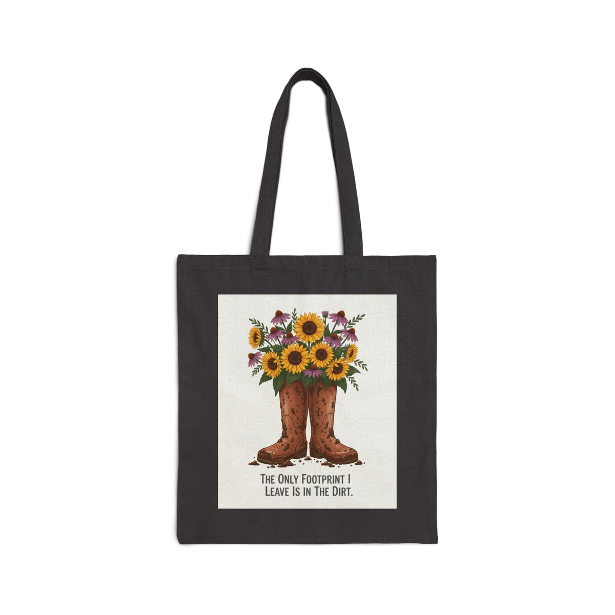 Tote Bag — Rustic Sunflower Boots Floral Tote ("Happy Heart, Happy Soul")