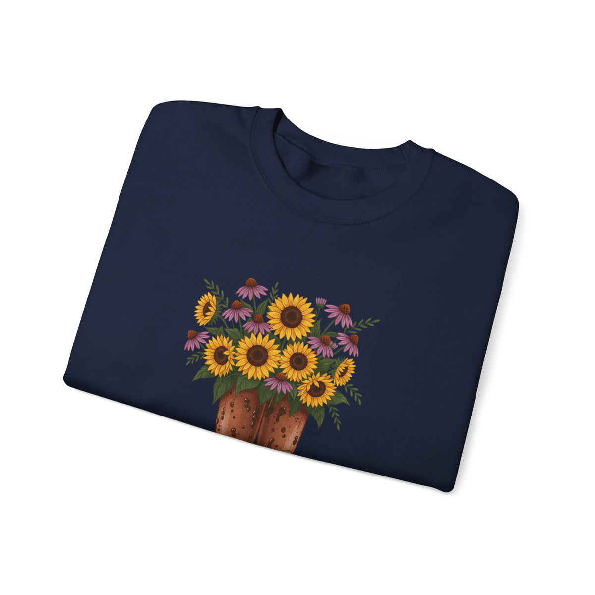 Sunflower Cowboy Boots Crewneck Sweatshirt — Floral Western Graphic