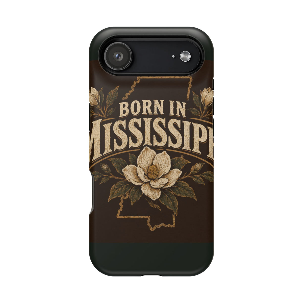 Born in Mississippi Magnetic Impact Phone Case — State Pride Phone Cover with Magnolia Design
