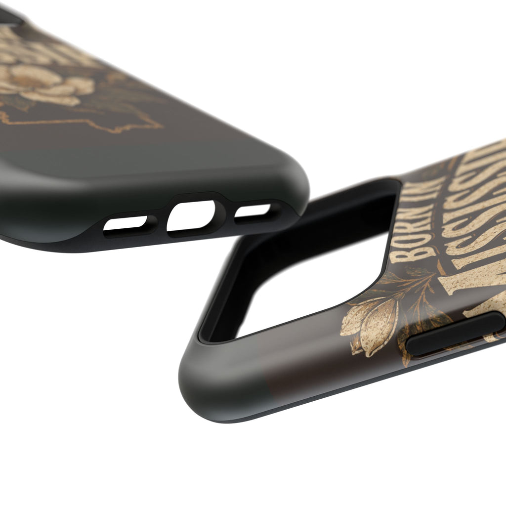 Born in Mississippi Magnetic Impact Phone Case — State Pride Phone Cover with Magnolia Design