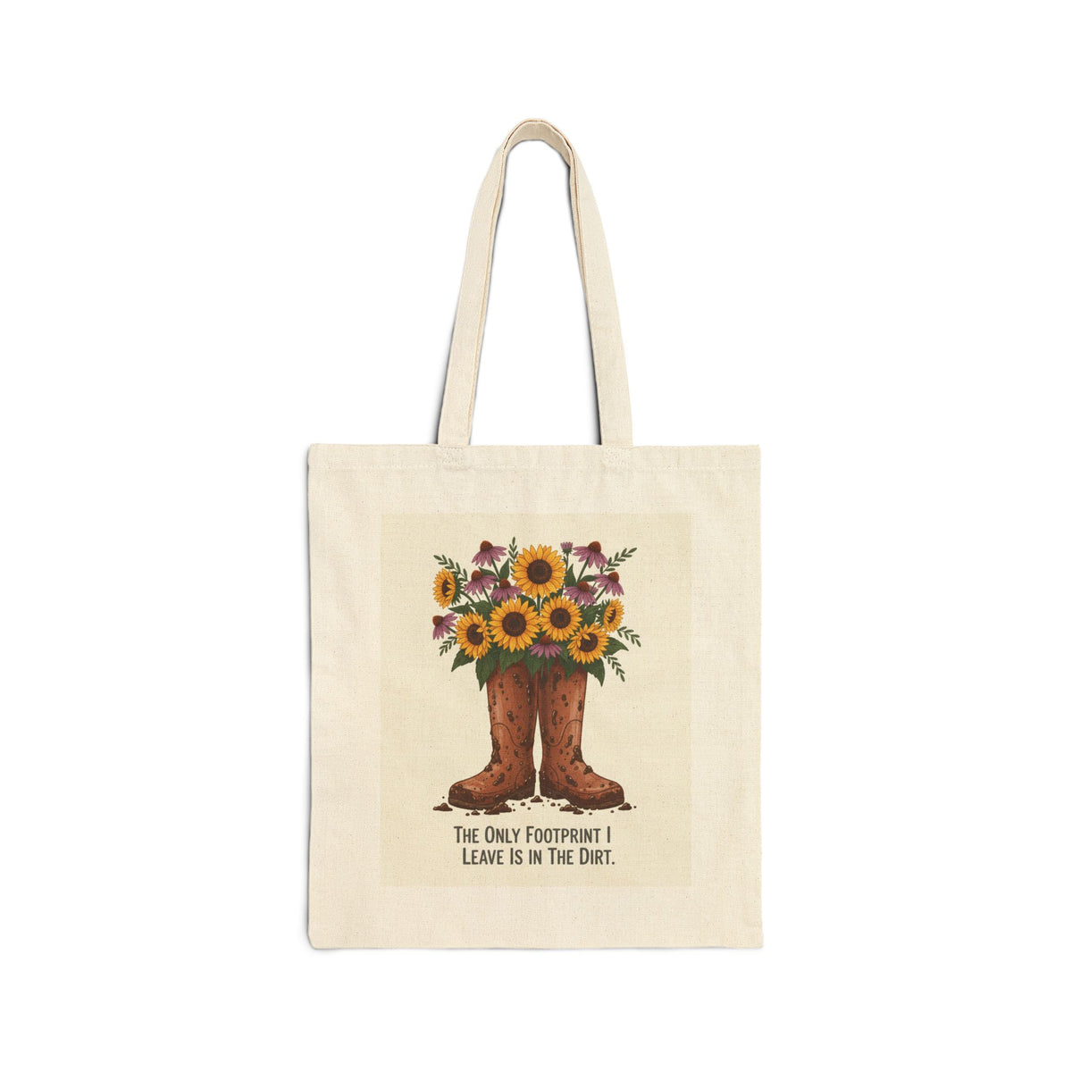 Tote Bag — Rustic Sunflower Boots Floral Tote ("Happy Heart, Happy Soul")