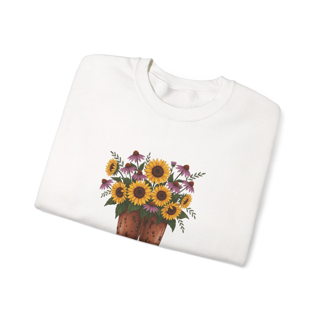 Sunflower Cowboy Boots Crewneck Sweatshirt — Floral Western Graphic