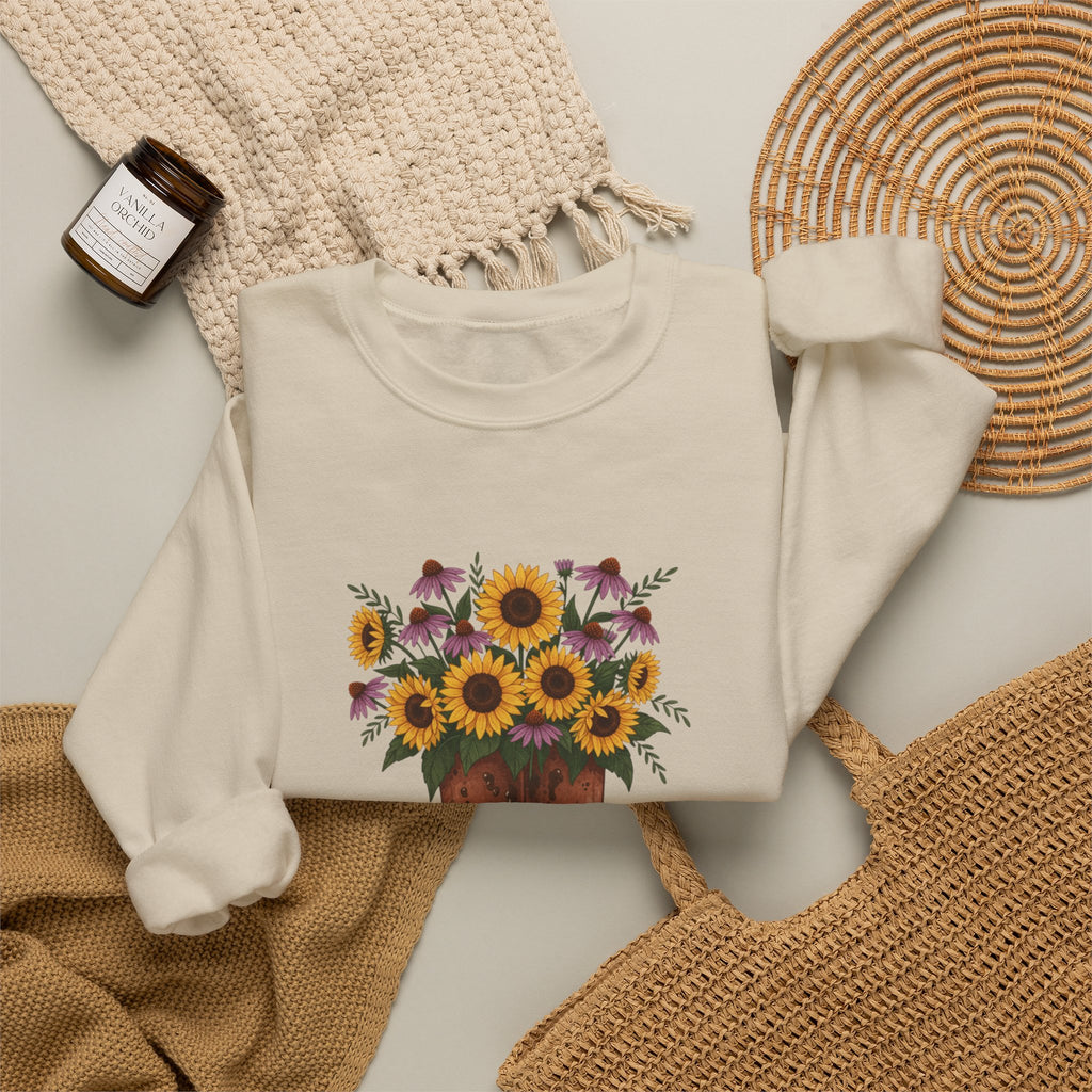 Sunflower Cowboy Boots Crewneck Sweatshirt — Floral Western Graphic