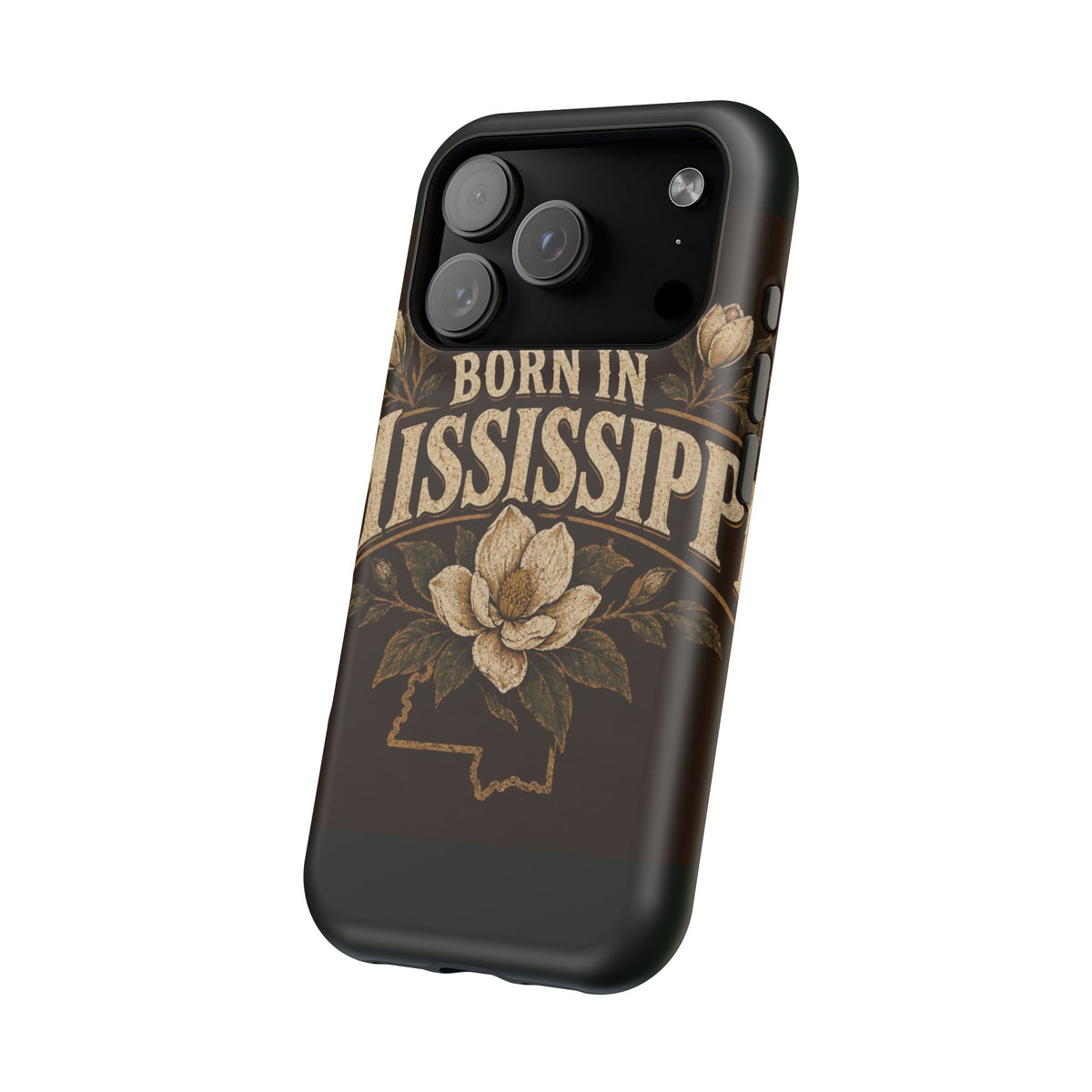 Born in Mississippi Magnetic Impact Phone Case — State Pride Phone Cover with Magnolia Design