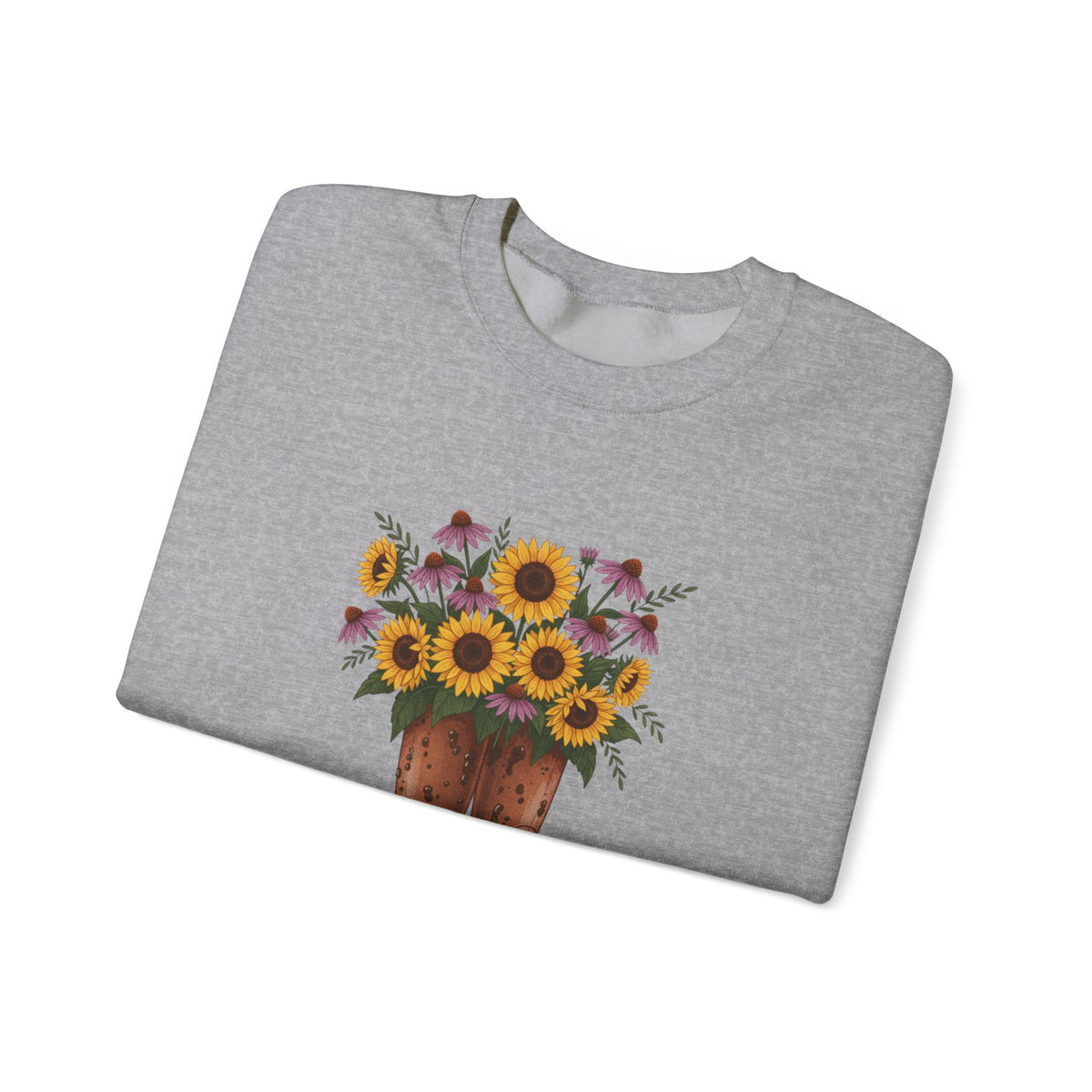 Sunflower Cowboy Boots Crewneck Sweatshirt — Floral Western Graphic