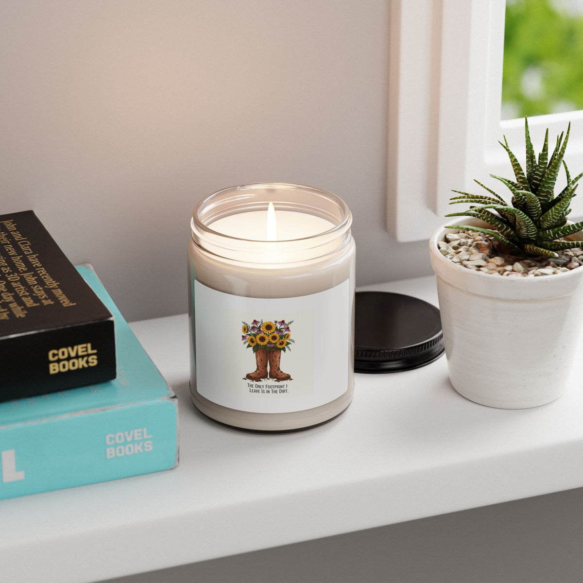 Sunflower Cowboy Boots Soy Candle — 9oz Scented Jar (The Only Footwear I Love)
