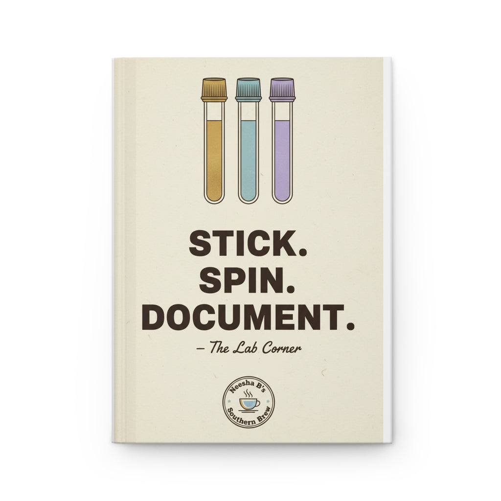 Phlebotomist Journal — "Stick. Spin. Document." Hardcover Lined Notebook for Lab Technicians