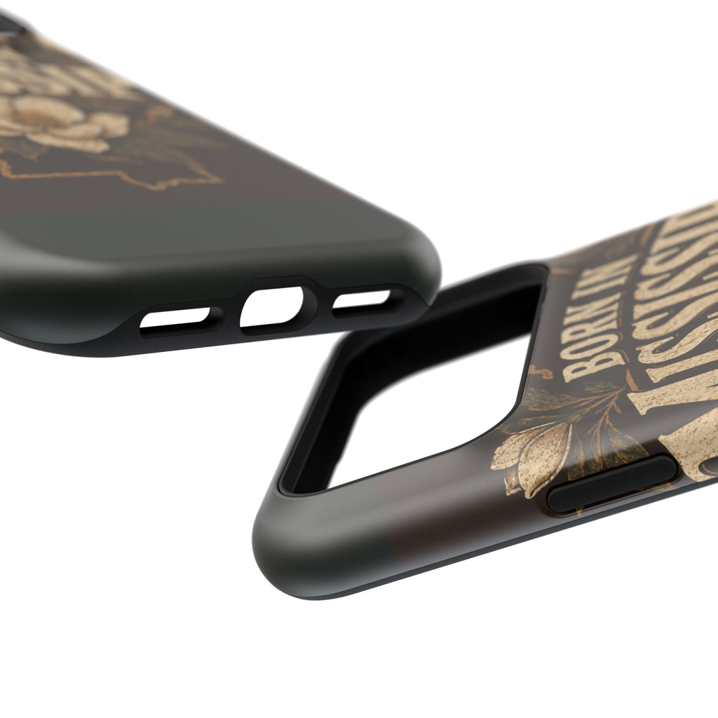 Born in Mississippi Magnetic Impact Phone Case — State Pride Phone Cover with Magnolia Design