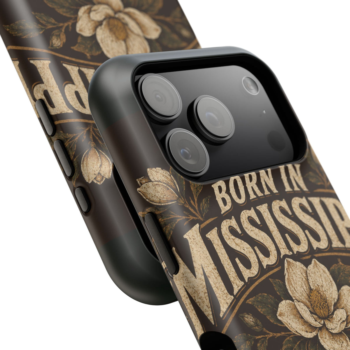 Born in Mississippi Magnetic Impact Phone Case — State Pride Phone Cover with Magnolia Design