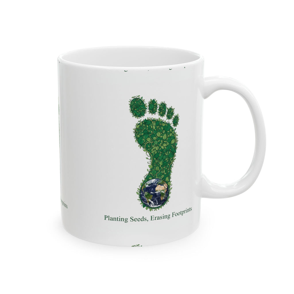 Eco Footprint Ceramic Mug — "Planting Seeds, Erasing Footprints"