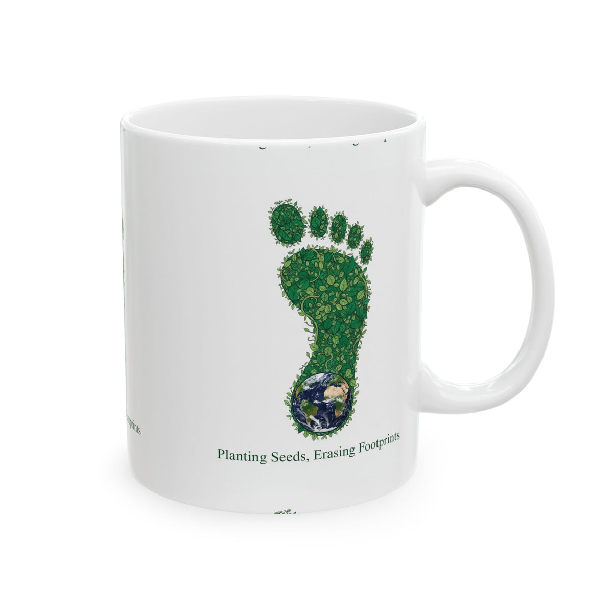Eco Footprint Ceramic Mug — "Planting Seeds, Erasing Footprints"