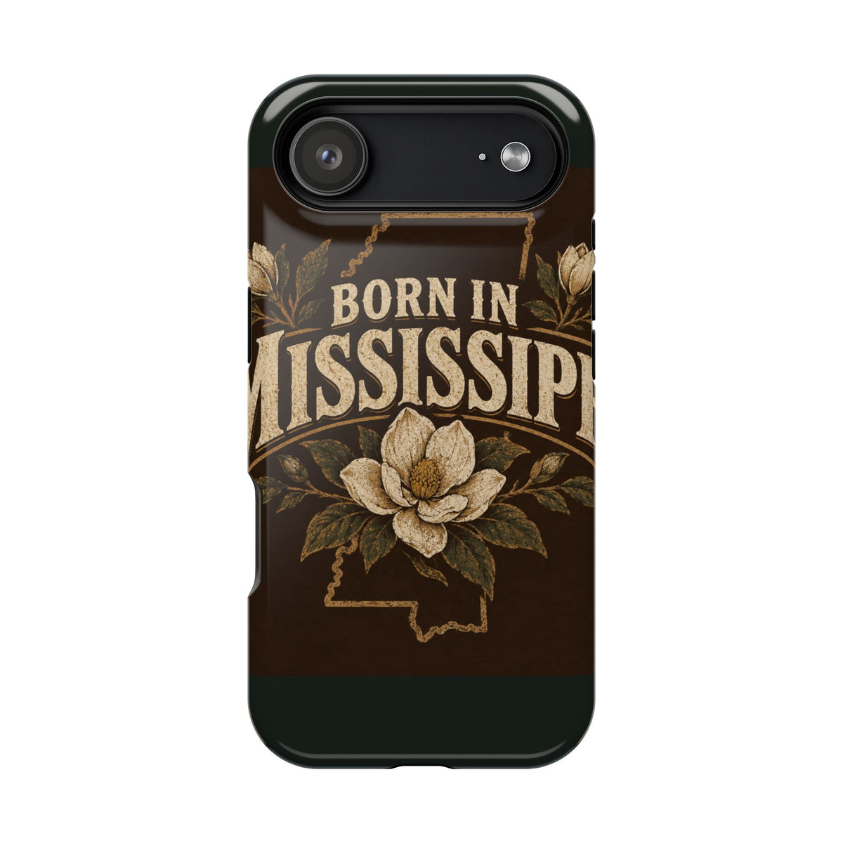 Born in Mississippi Magnetic Impact Phone Case — State Pride Phone Cover with Magnolia Design