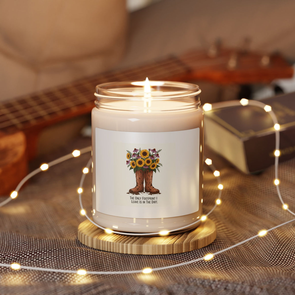 Sunflower Cowboy Boots Soy Candle — 9oz Scented Jar (The Only Footwear I Love)