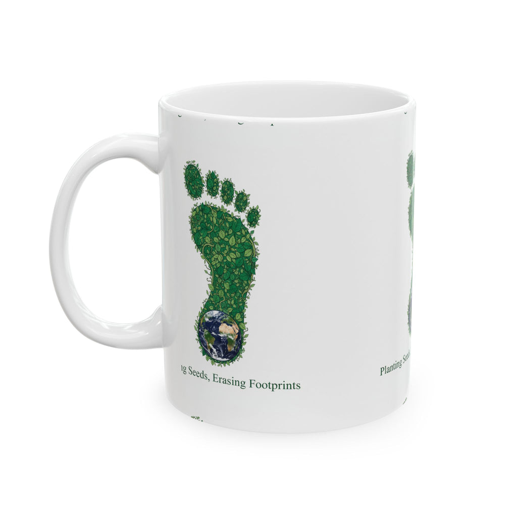 Eco Footprint Ceramic Mug — "Planting Seeds, Erasing Footprints"