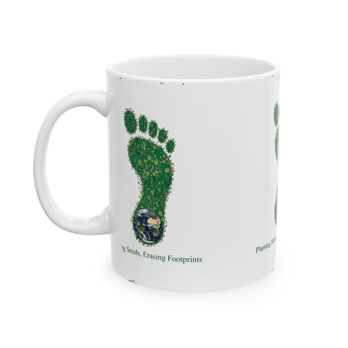 Eco Footprint Ceramic Mug — "Planting Seeds, Erasing Footprints"