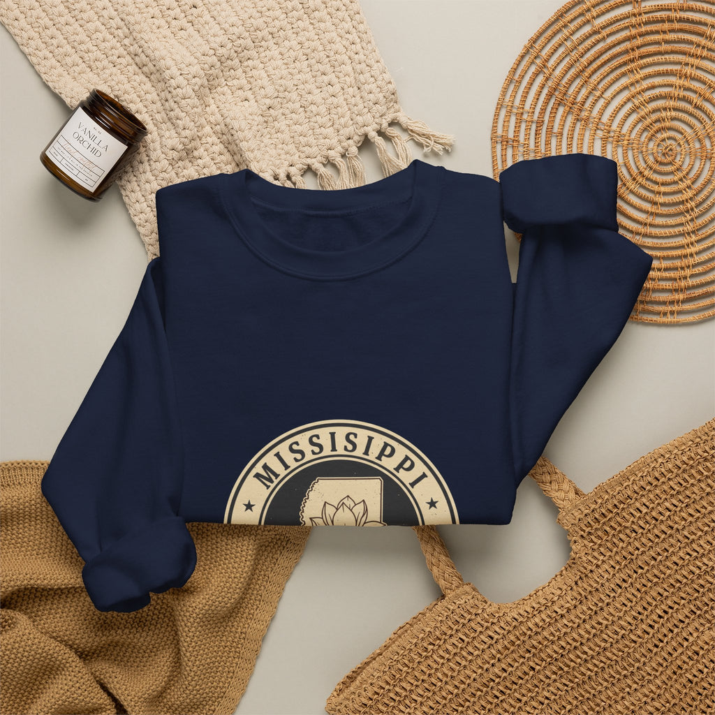Mississippi Magnolia Seal Sweatshirt | State Floral Emblem Crewneck