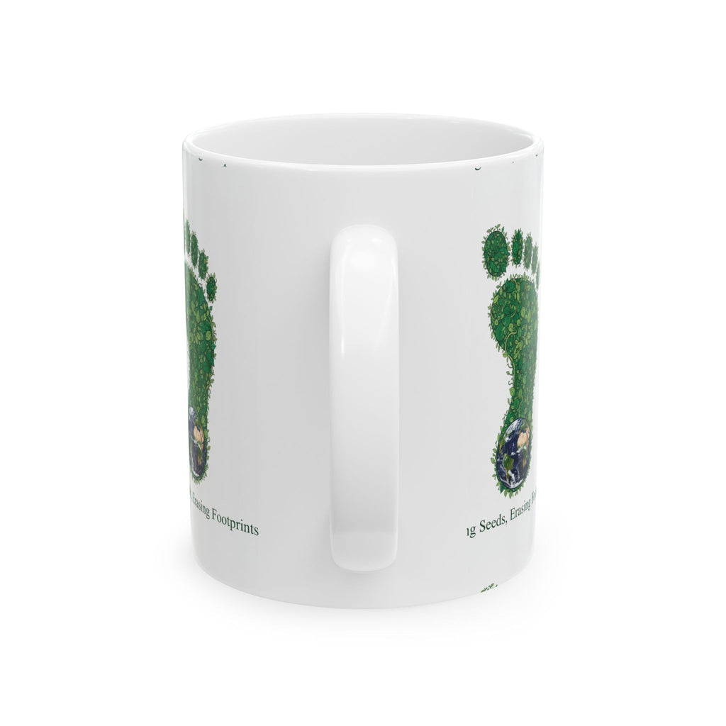 Eco Footprint Ceramic Mug — "Planting Seeds, Erasing Footprints"