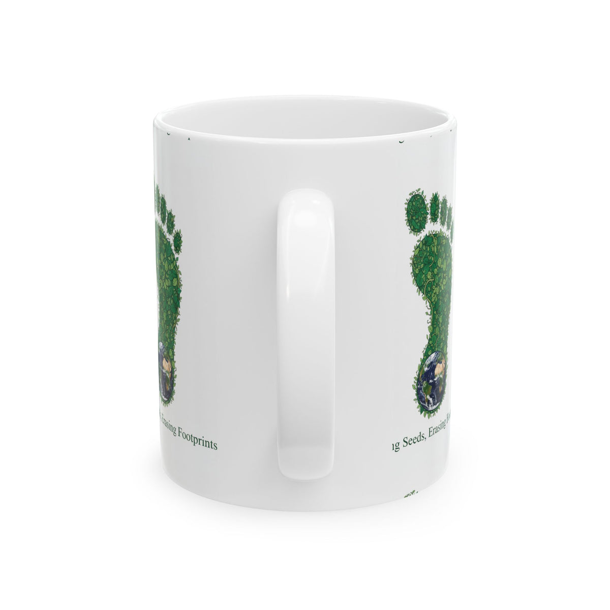 Eco Footprint Ceramic Mug — "Planting Seeds, Erasing Footprints"