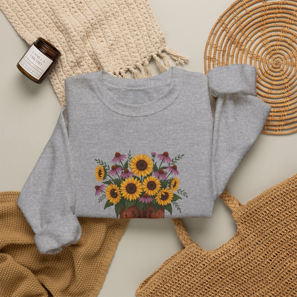 Sunflower Cowboy Boots Crewneck Sweatshirt — Floral Western Graphic
