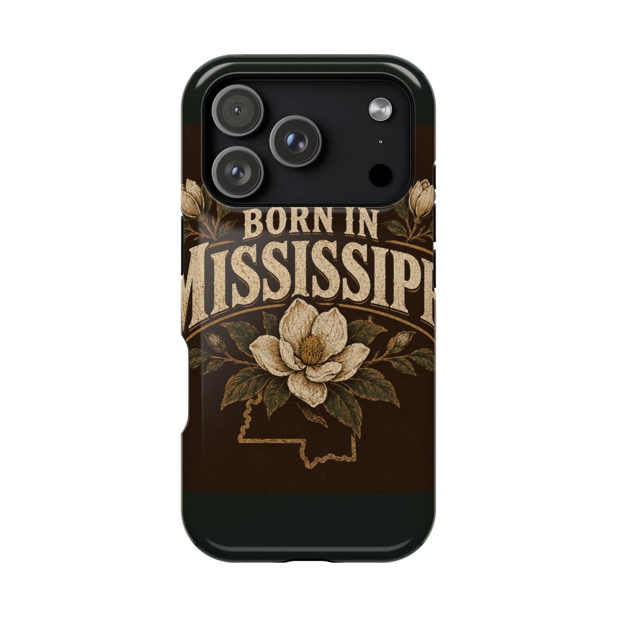 Born in Mississippi Magnetic Impact Phone Case — State Pride Phone Cover with Magnolia Design