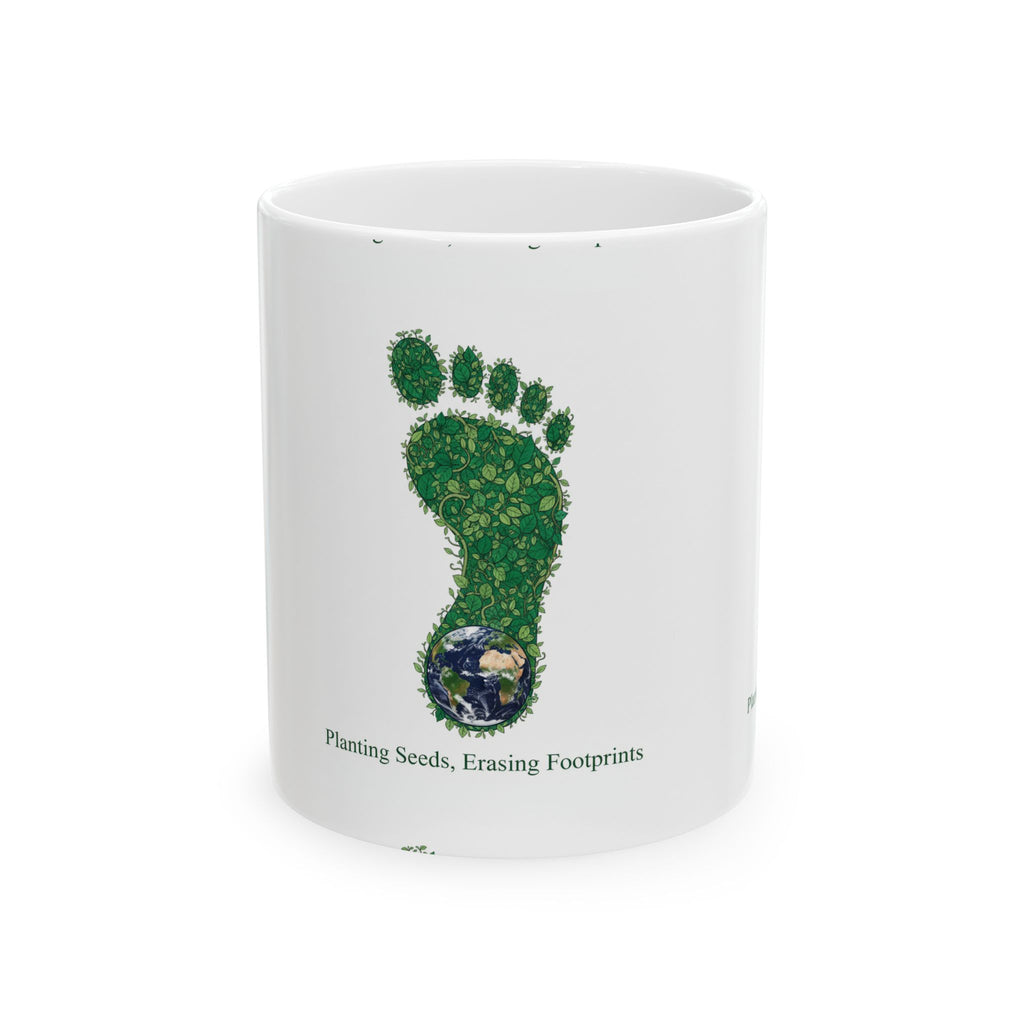 Eco Footprint Ceramic Mug — "Planting Seeds, Erasing Footprints"