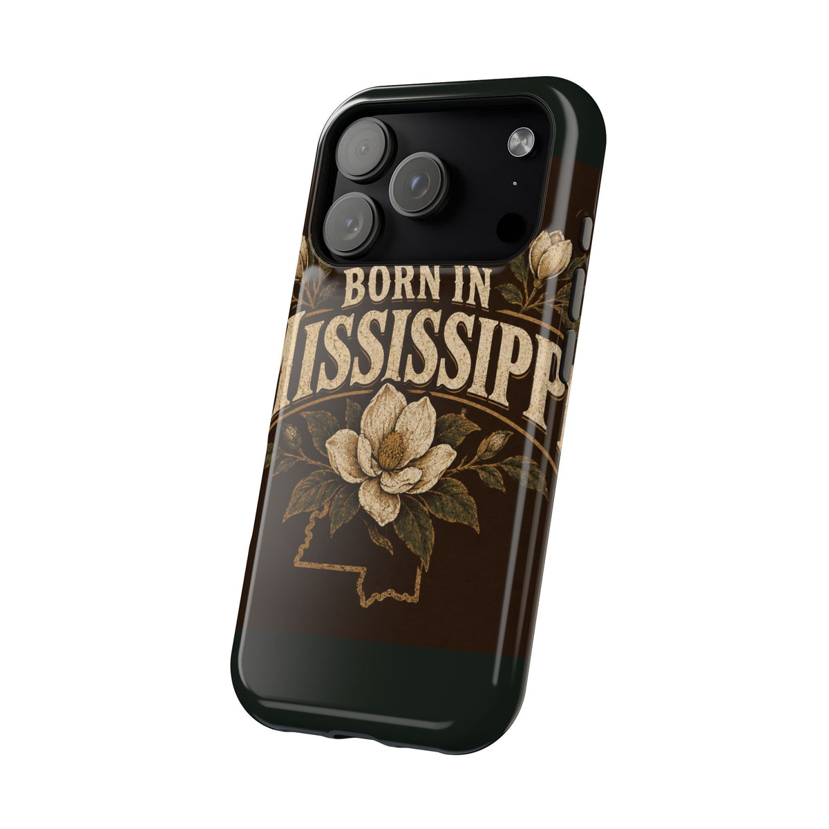 Born in Mississippi Magnetic Impact Phone Case — State Pride Phone Cover with Magnolia Design