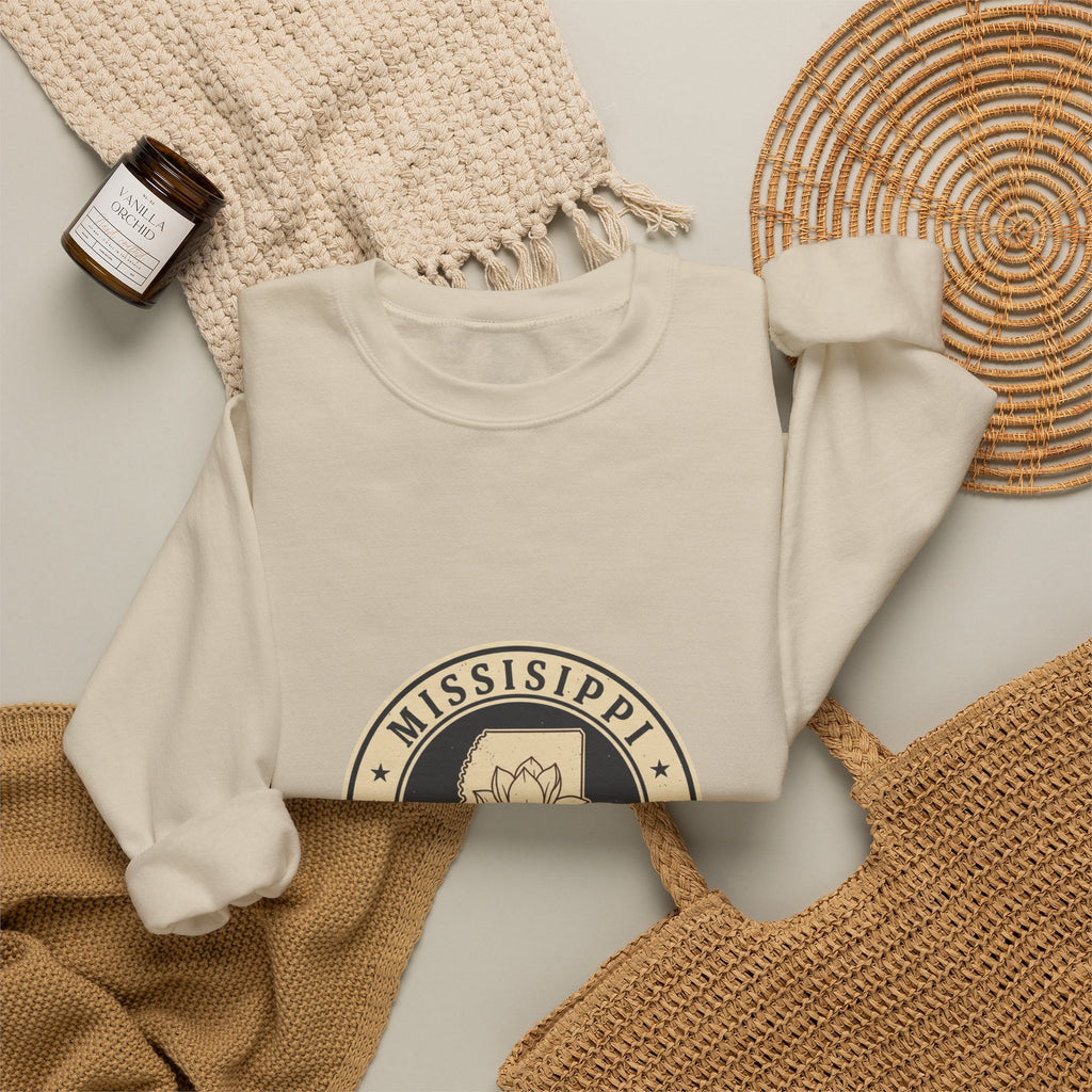 Mississippi Magnolia Seal Sweatshirt | State Floral Emblem Crewneck
